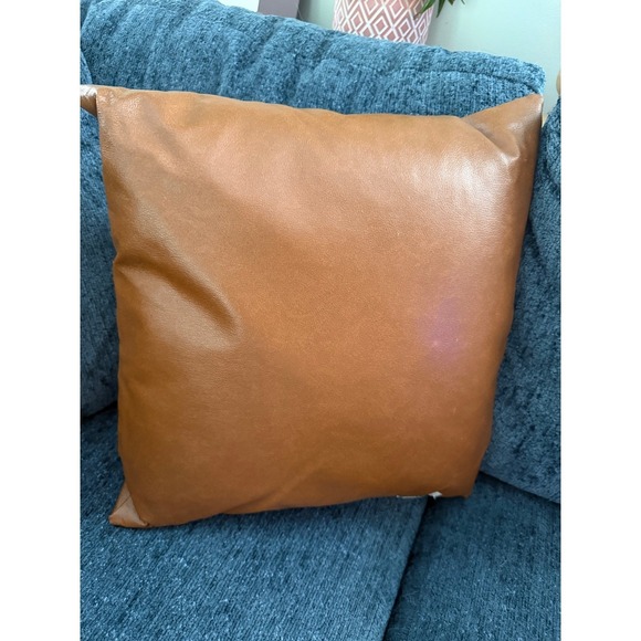 Woven Nook Other - Woven Nook Pillow Covers Set of 2 Cognac Brown Faux Leather 18' Square Modern